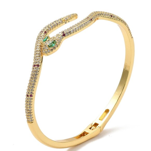 NWOT Pave Sexy Snake Bracelet and Stud earring set w real Gold Plating 2/$25 - Picture 2 of 7